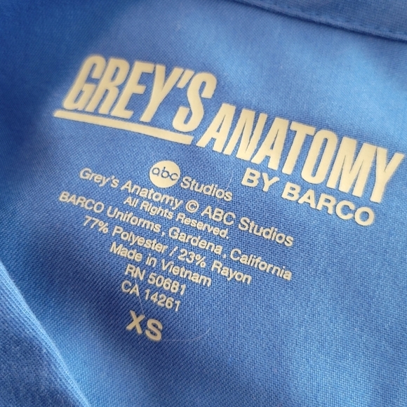 Barco Greys Anatomy Blue Mock Wrap Scrub Top Size XS - Picture 7 of 7